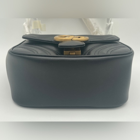 NEW! GUCCI BLACK GOLD MARMONT LEATHER CROSSBODY SHOULDER BAG PUSE AUTHENTIC - Picture 11 of 16
